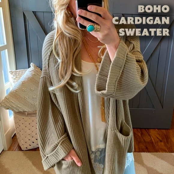 Boho Cardigan Sweater Taupe